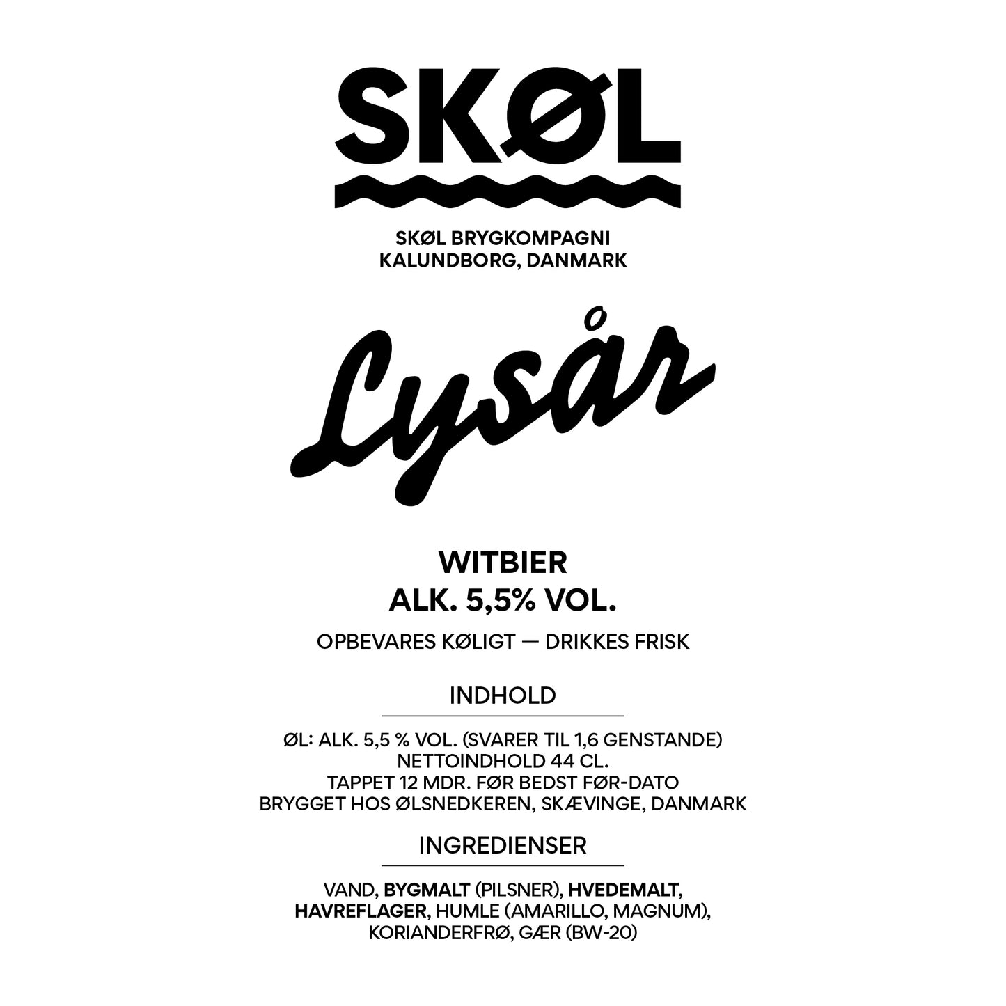LYSÅR - Witbier - Alk. 5,5 % vol. - 44 cl.